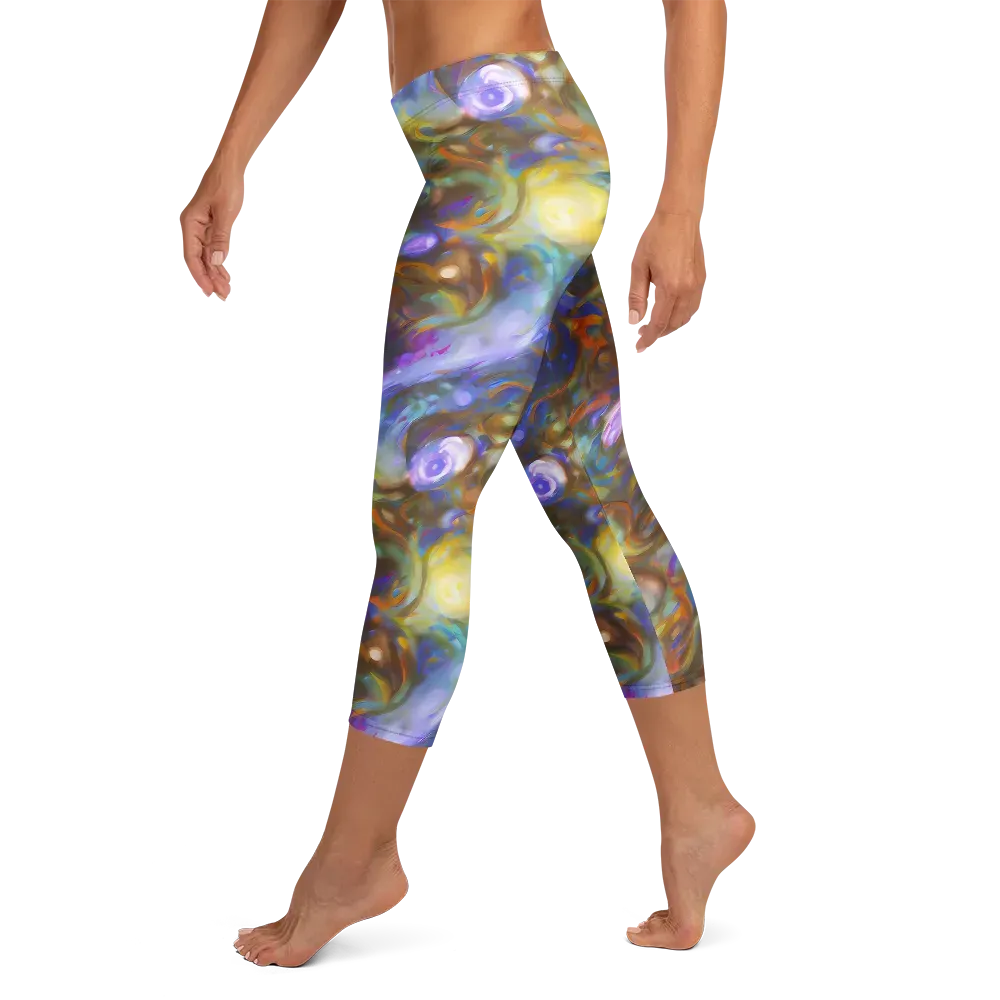 Iridescent Rapture on Capri Leggings — Left