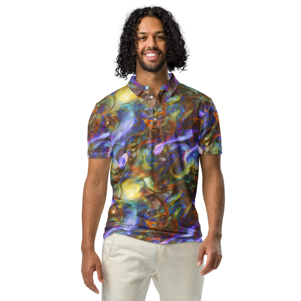 Iridescent Rapture on Men's Slim Fit Polo Shirt — Front