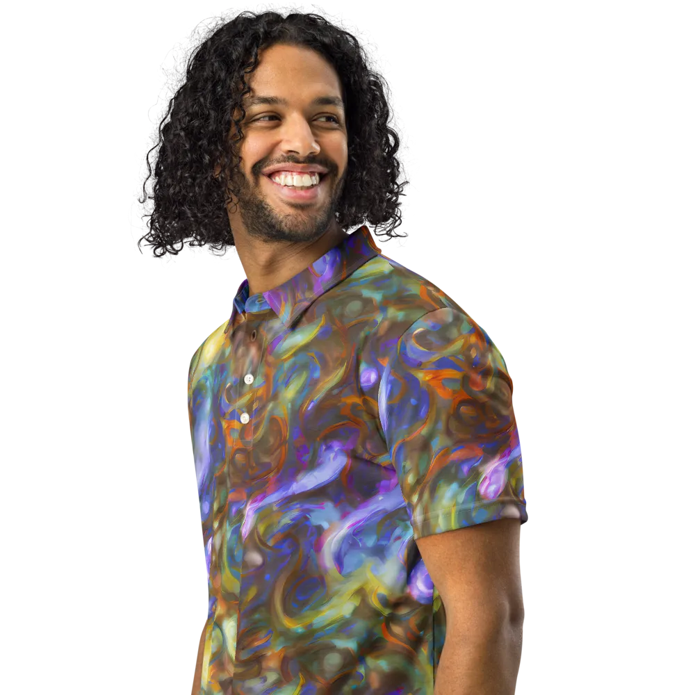 Iridescent Rapture on Men's Slim Fit Polo Shirt — Left Front
