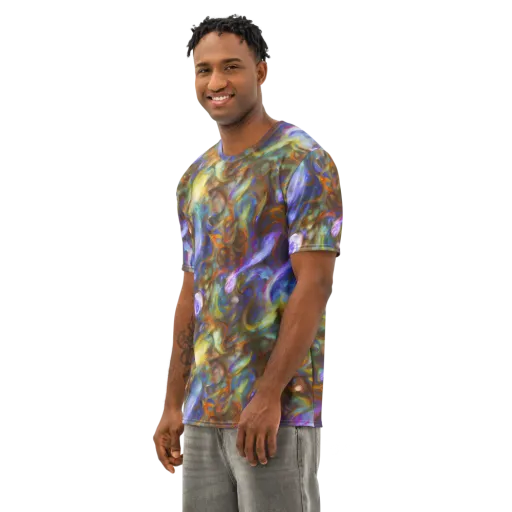 Iridescent Rapture on a Men's Cotton Crew Neck T-Shirt