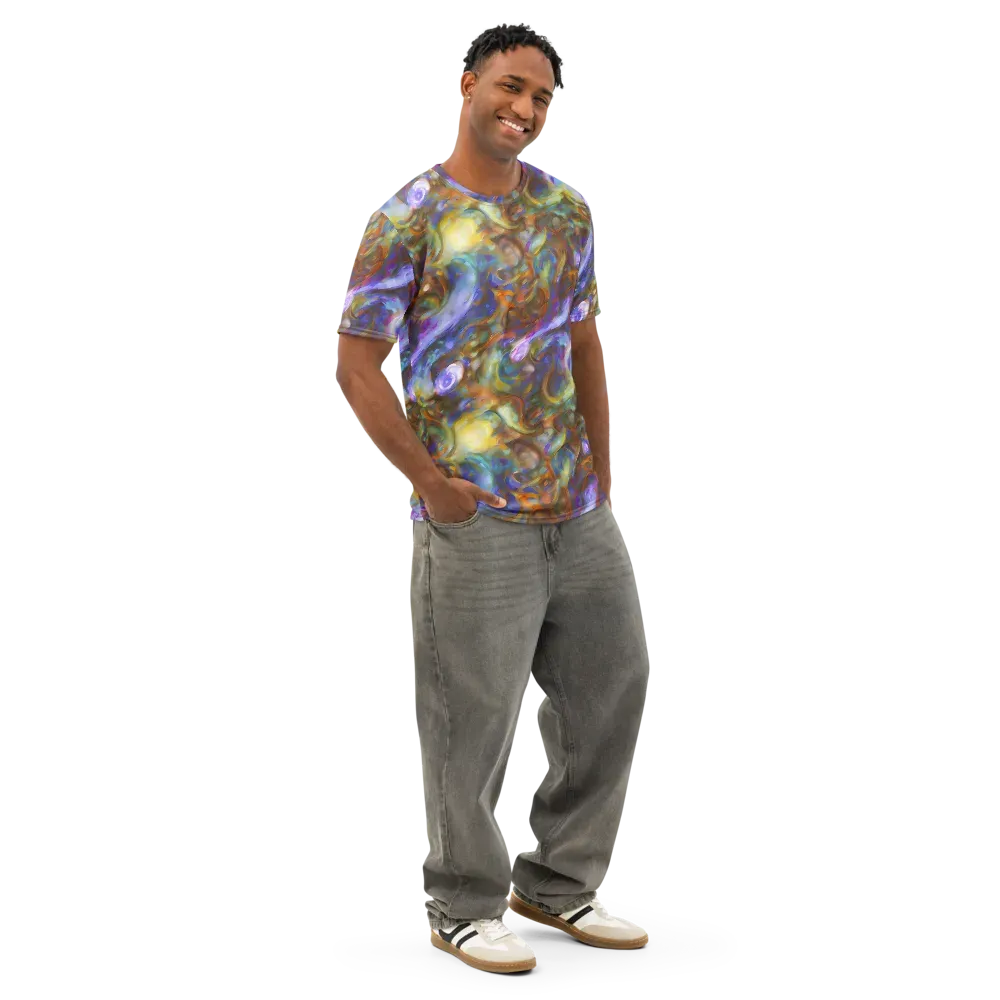Iridescent Rapture on Men's Cotton Crew Neck T-Shirt — Right Front