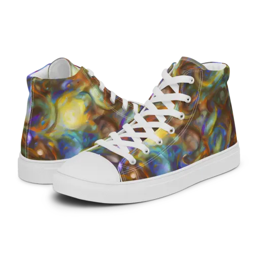 Iridescent Rapture on a Men's High Top Canvas Shoes