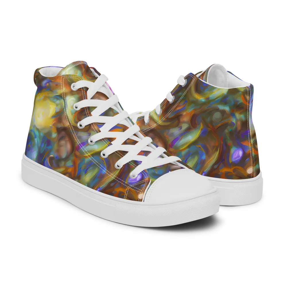 Iridescent Rapture on Men's High Top Canvas Shoes — Right