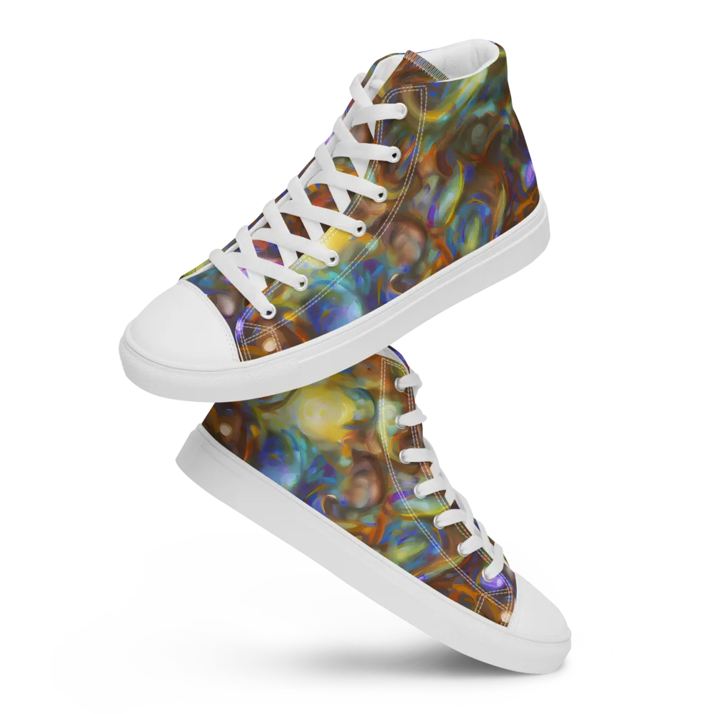 Iridescent Rapture on Men's High Top Canvas Shoes — Front
