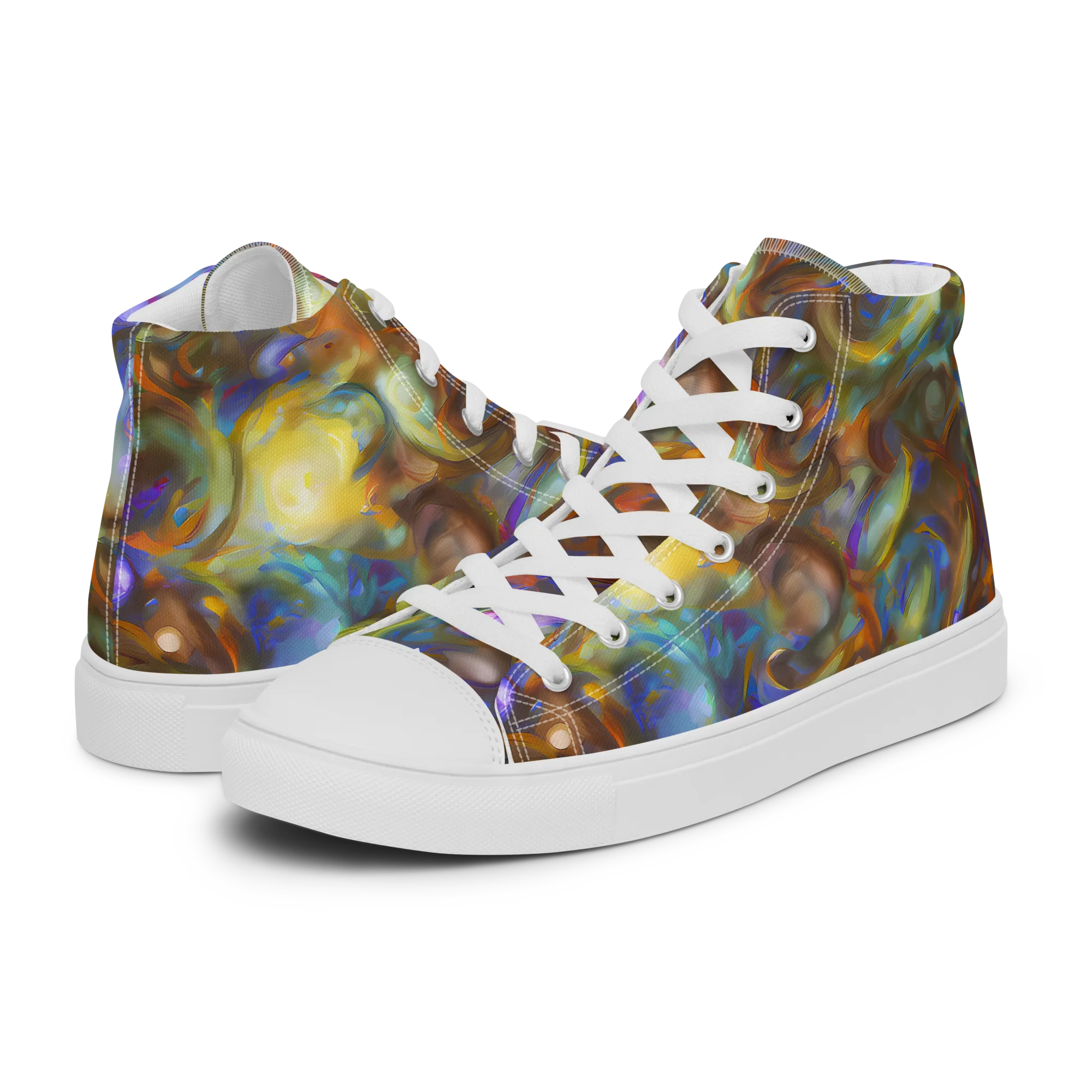 Iridescent Rapture on Women's High Top Canvas Shoes — Left