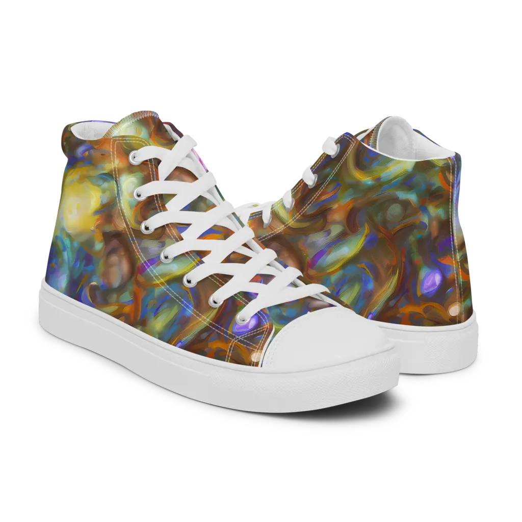 Iridescent Rapture on Women's High Top Canvas Shoes — Right