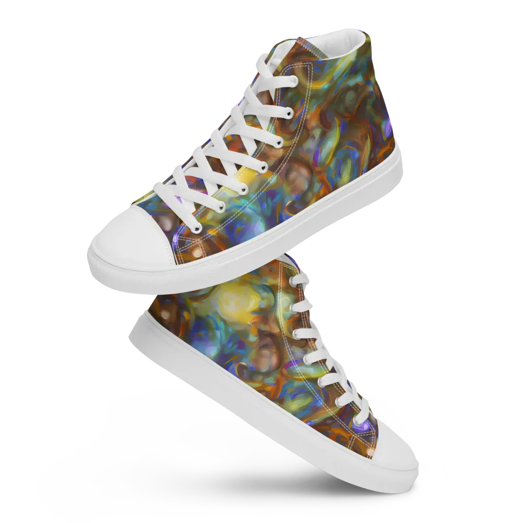 Iridescent Rapture on Women's High Top Canvas Shoes — Front