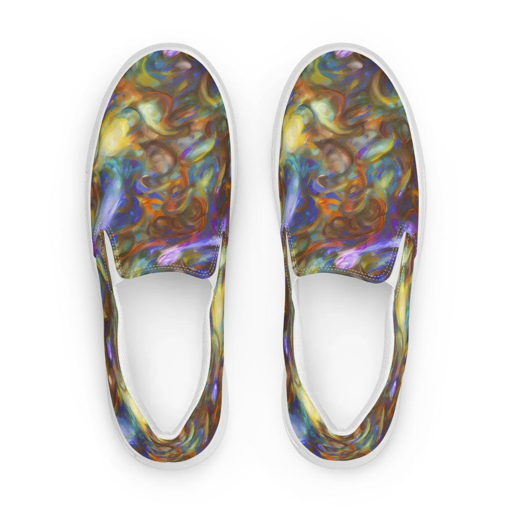 Iridescent Rapture on Men's Slip-On Canvas Shoes — Front