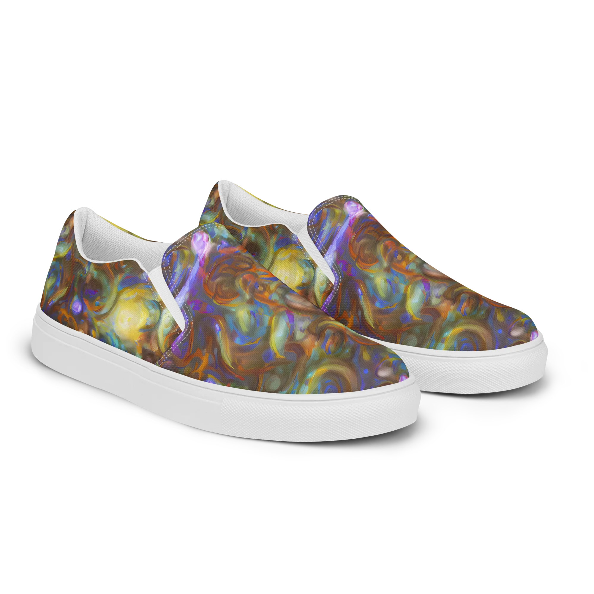 Iridescent Rapture on Men's Slip-On Canvas Shoes — Right Front