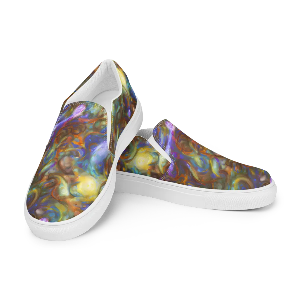Iridescent Rapture on Men's Slip-On Canvas Shoes — Left Front