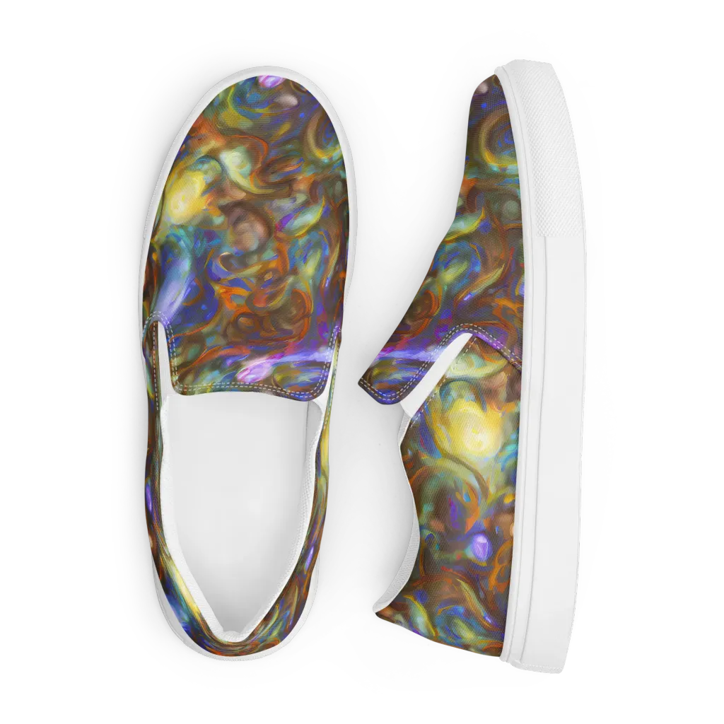 Iridescent Rapture on Men's Slip-On Canvas Shoes — Front
