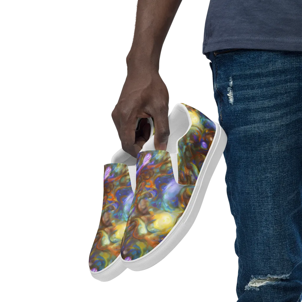 Iridescent Rapture on Men's Slip-On Canvas Shoes — Left Front