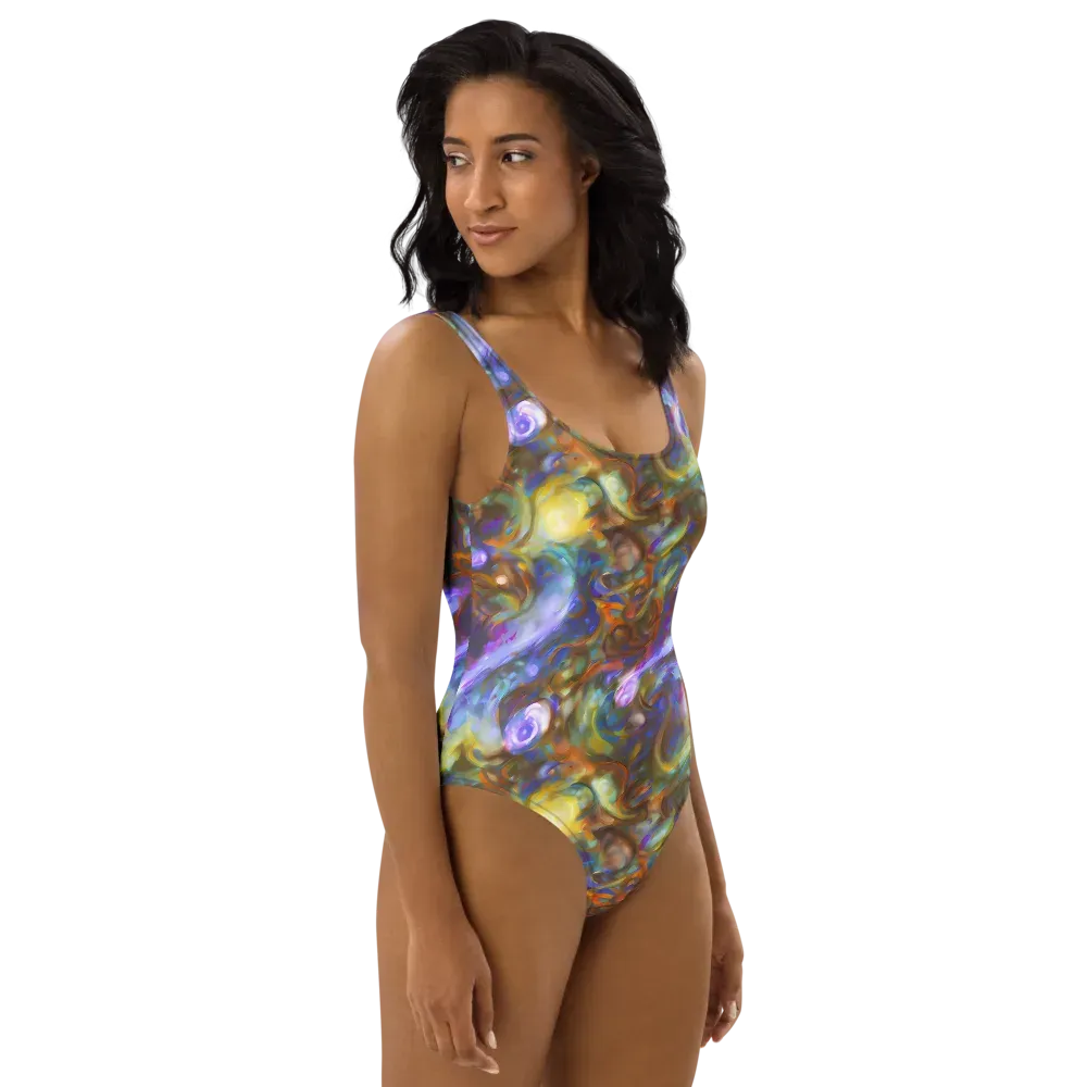 Iridescent Rapture on One-Piece Swimsuit — Right