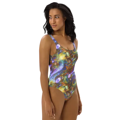 Iridescent Rapture on a One-Piece Swimsuit