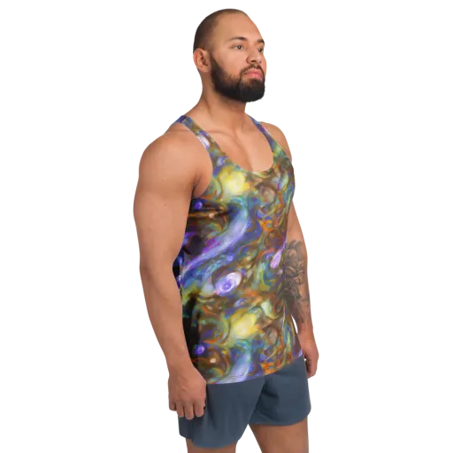 Iridescent Rapture on a Men's Tank Top