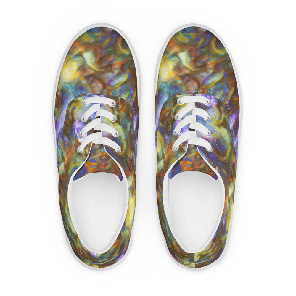 Iridescent Rapture on Men's Lace-Up Canvas Shoes — Front