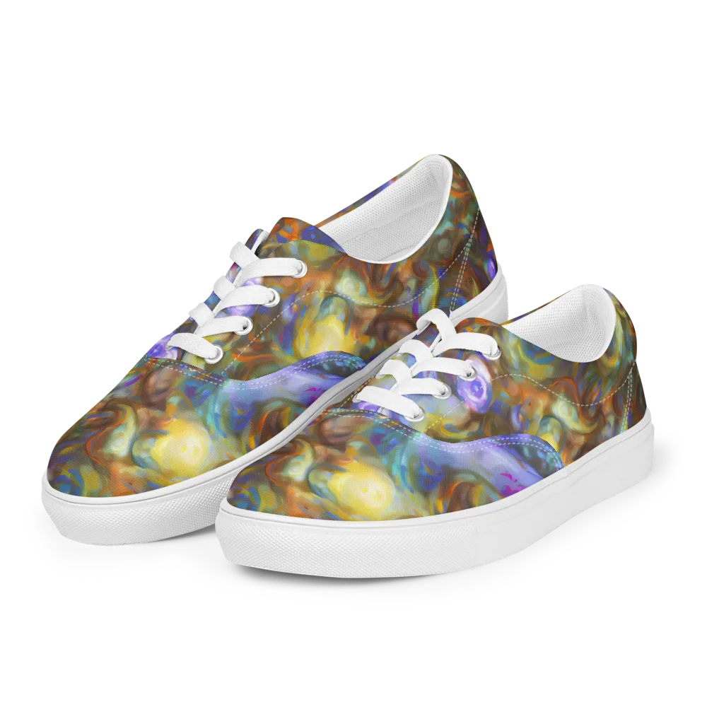 Iridescent Rapture on Men's Lace-Up Canvas Shoes — Left Front