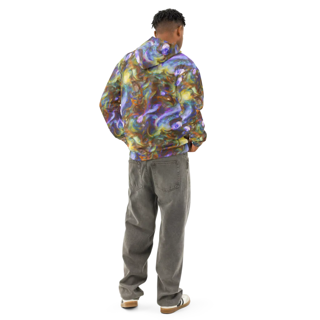 Iridescent Rapture on Cotton Hoodie — Back