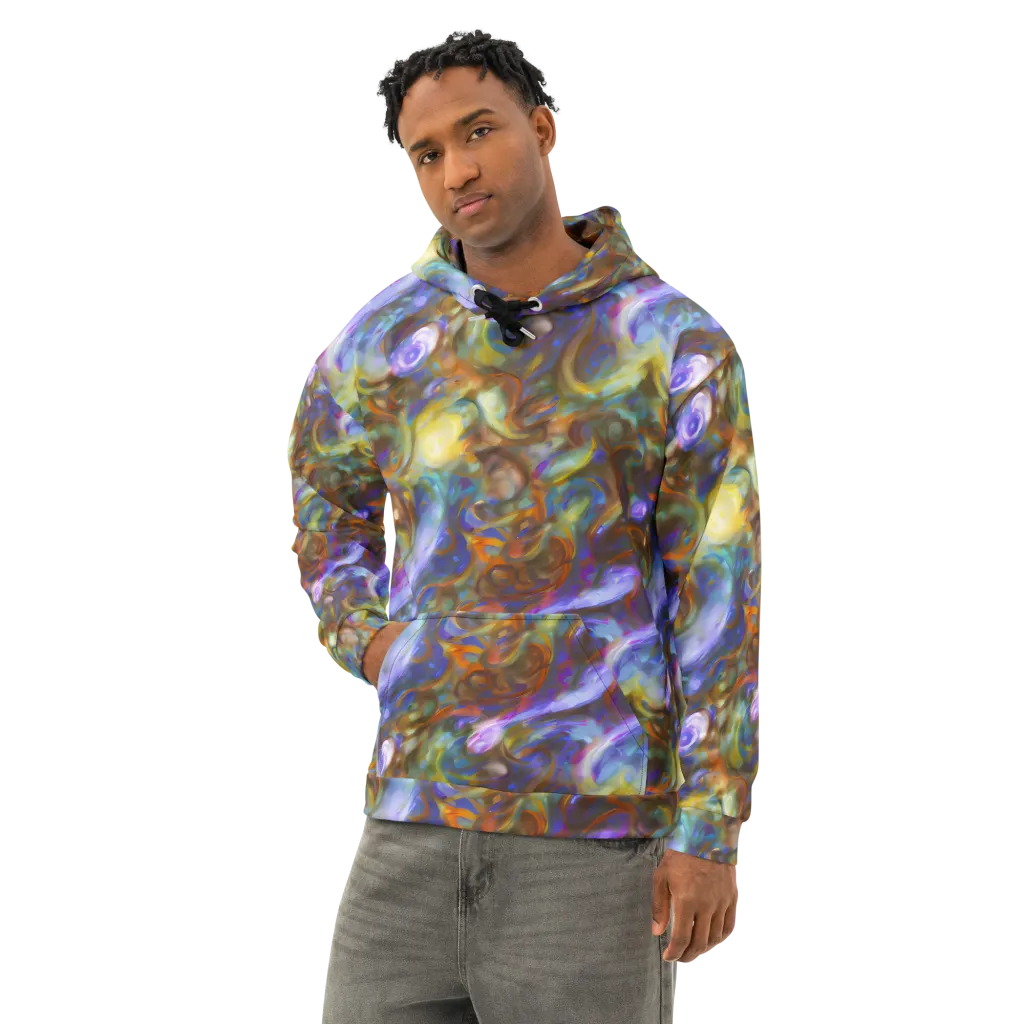 Iridescent Rapture on Cotton Hoodie — Left Front
