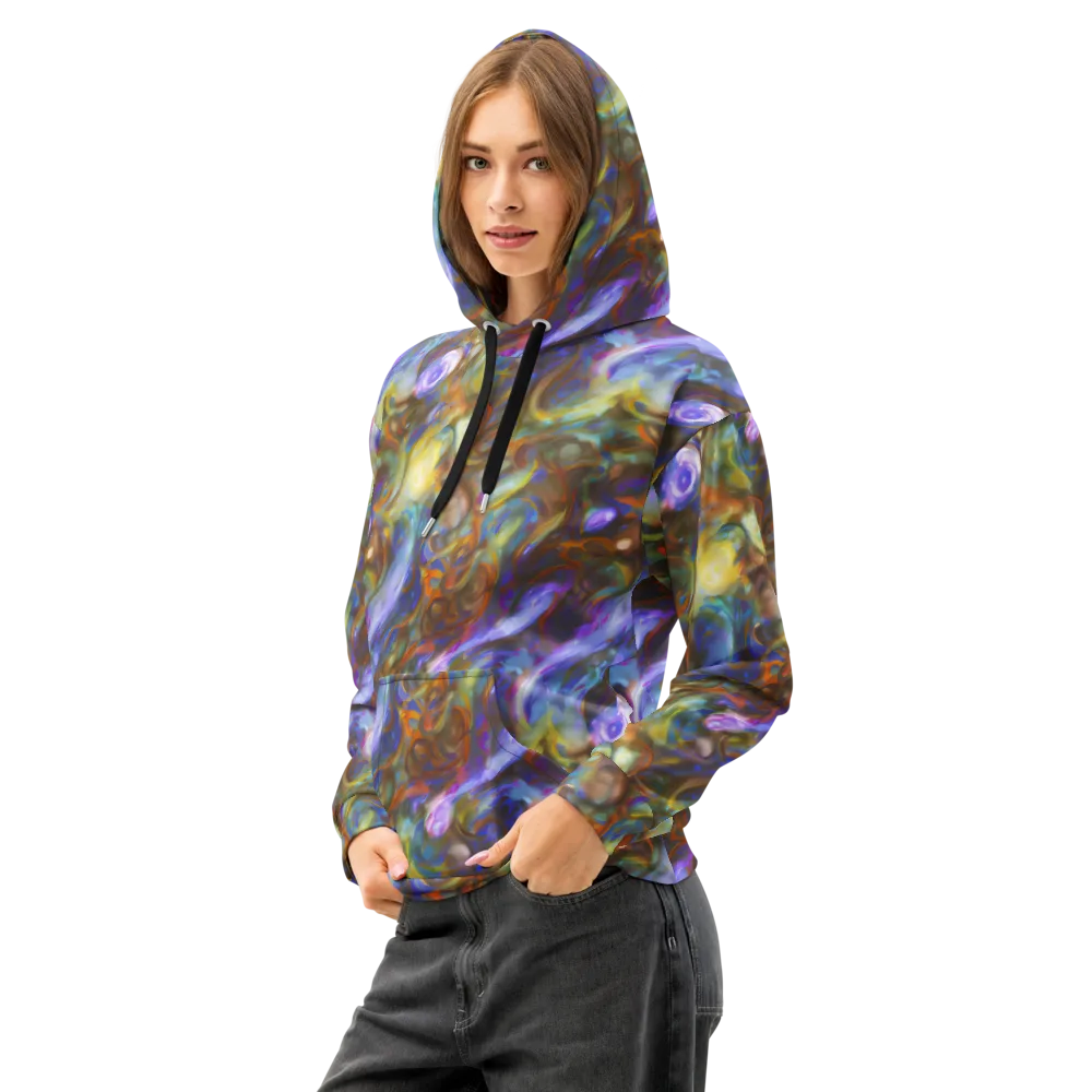 Iridescent Rapture on Cotton Hoodie — Left Front