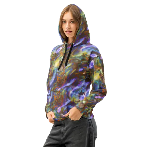 Iridescent Rapture on a Cotton Hoodie