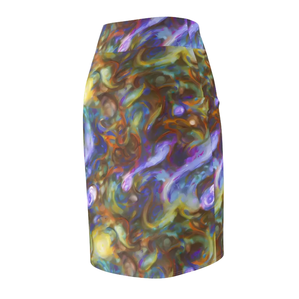 Iridescent Rapture on Pencil Skirt — Back Side