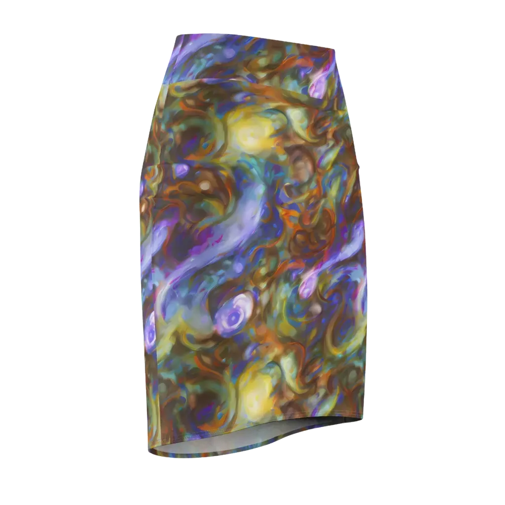 Iridescent Rapture on Pencil Skirt — Front Side