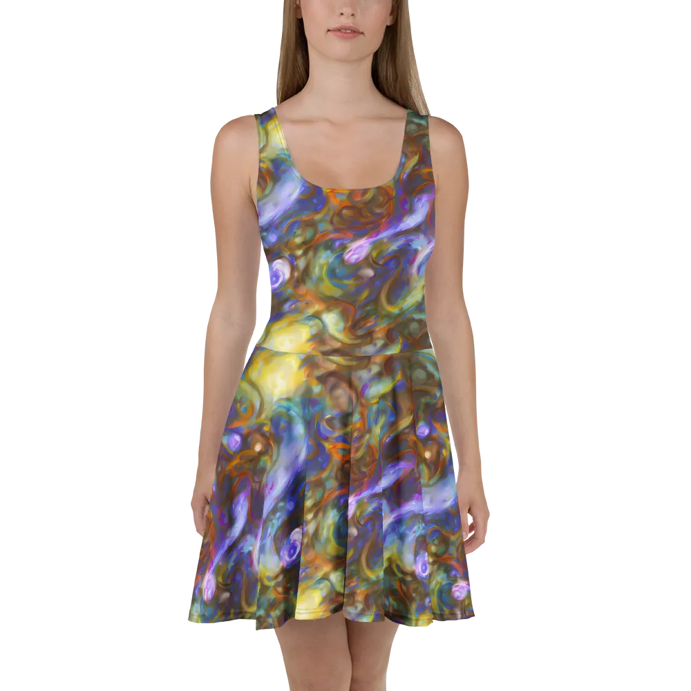 Iridescent Rapture on Skater Dress — Front