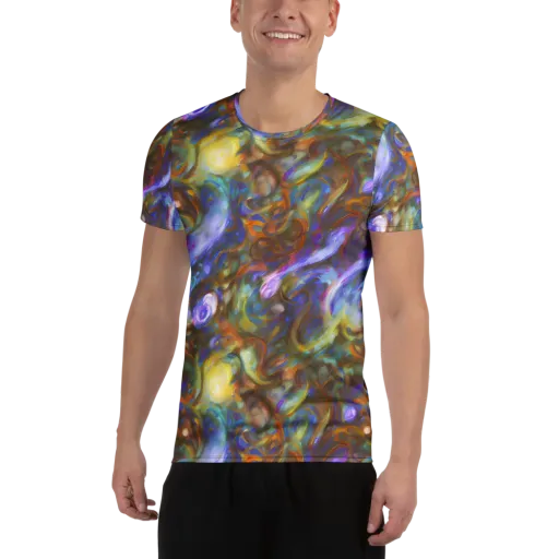 Iridescent Rapture on a Men's Athletic T-Shirt