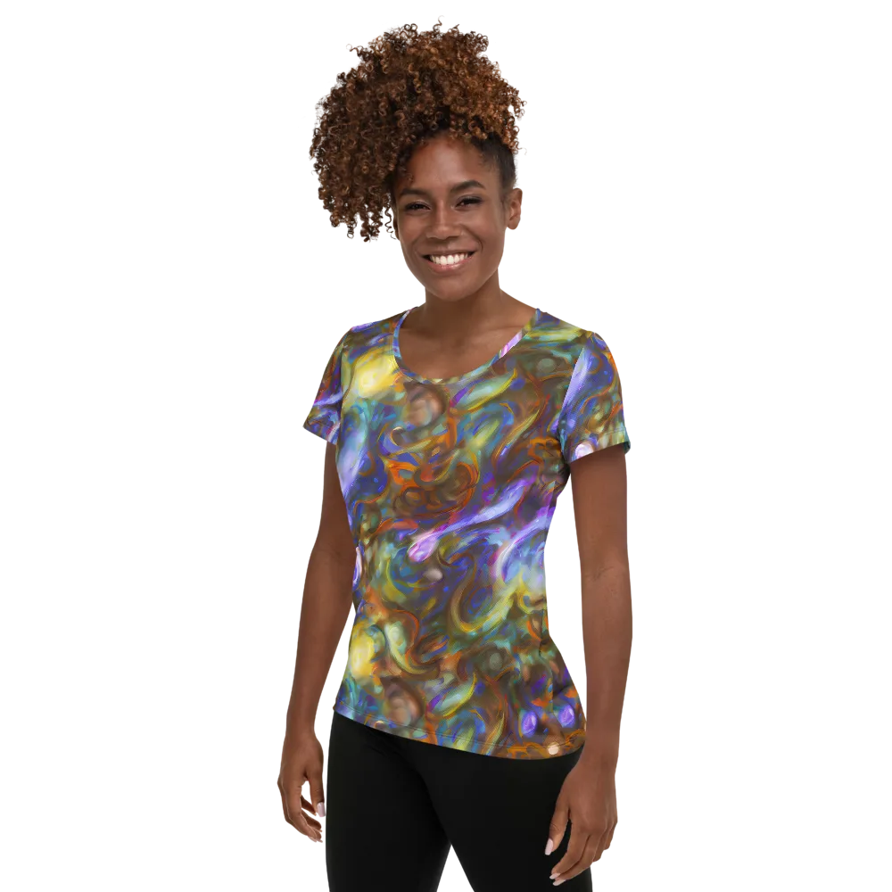 Iridescent Rapture on Women's Athletic T-Shirt — Left