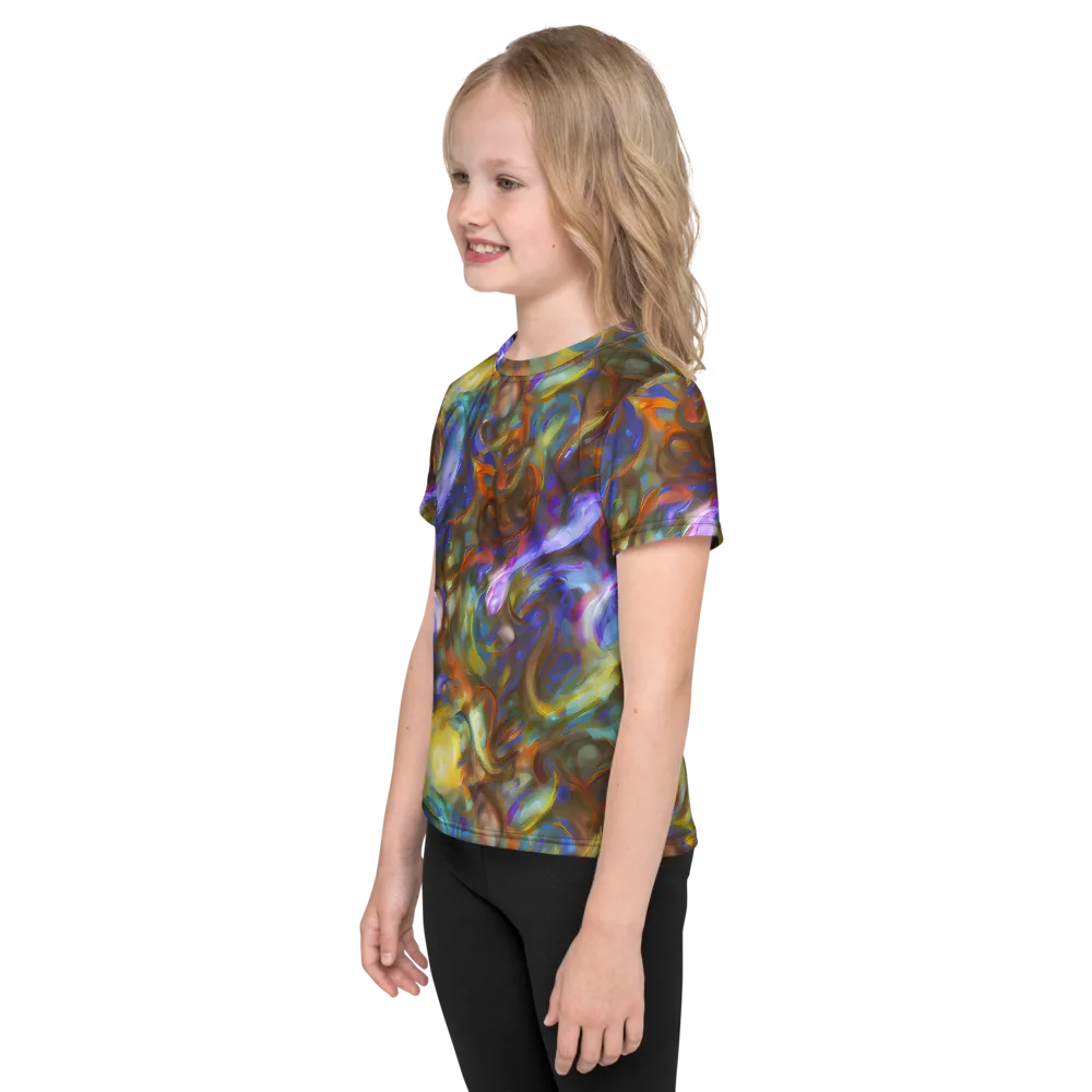 Iridescent Rapture on Kids Crew Neck T-Shirt — Left