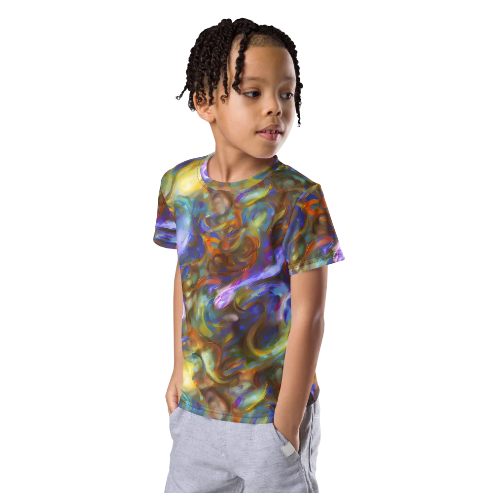 Iridescent Rapture on Kids Crew Neck T-Shirt — Left Front