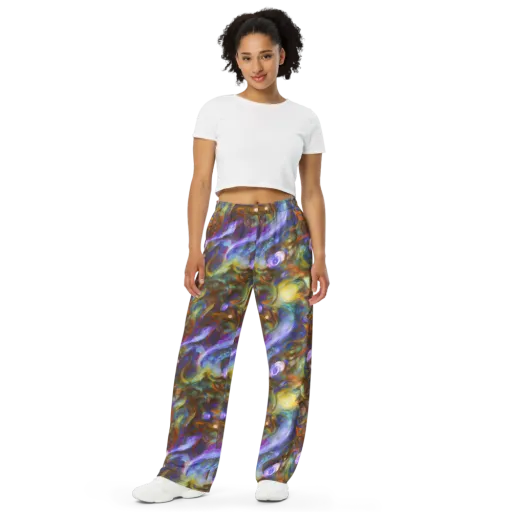 Iridescent Rapture on a Wide-Leg Pants