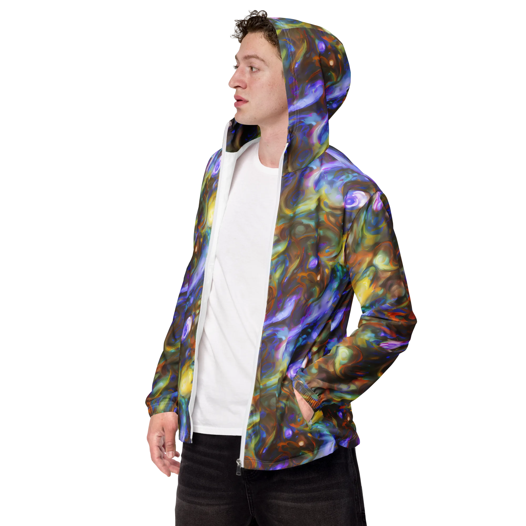 Iridescent Rapture on Men's Windbreaker — Left Front