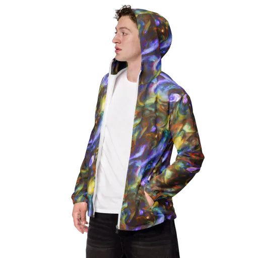 Iridescent Rapture on a Men's Windbreaker