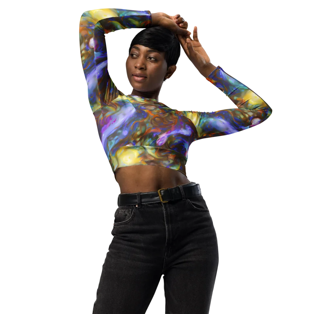 Iridescent Rapture on Long Sleeve Crop Top — Front