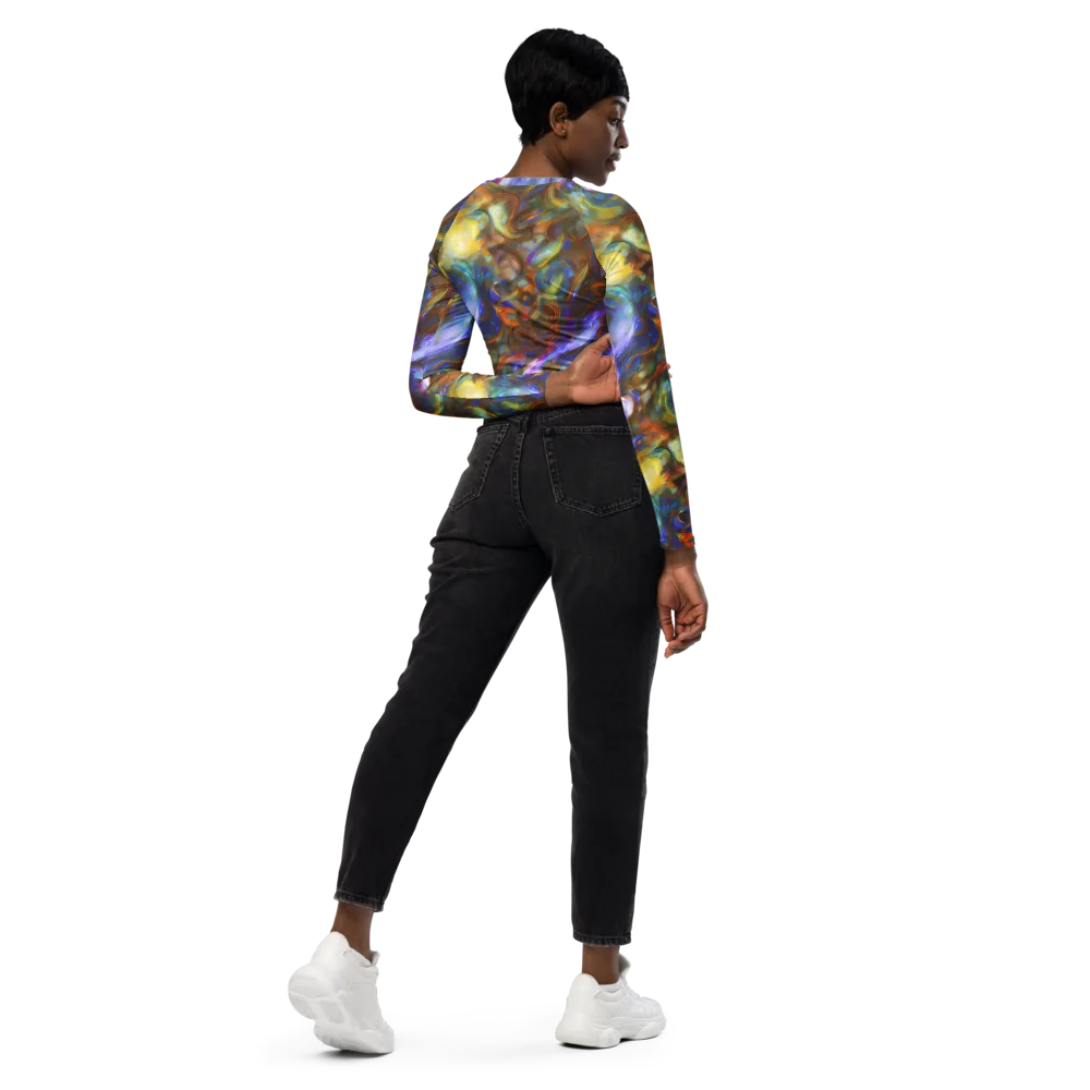 Iridescent Rapture on Long Sleeve Crop Top — Right Back