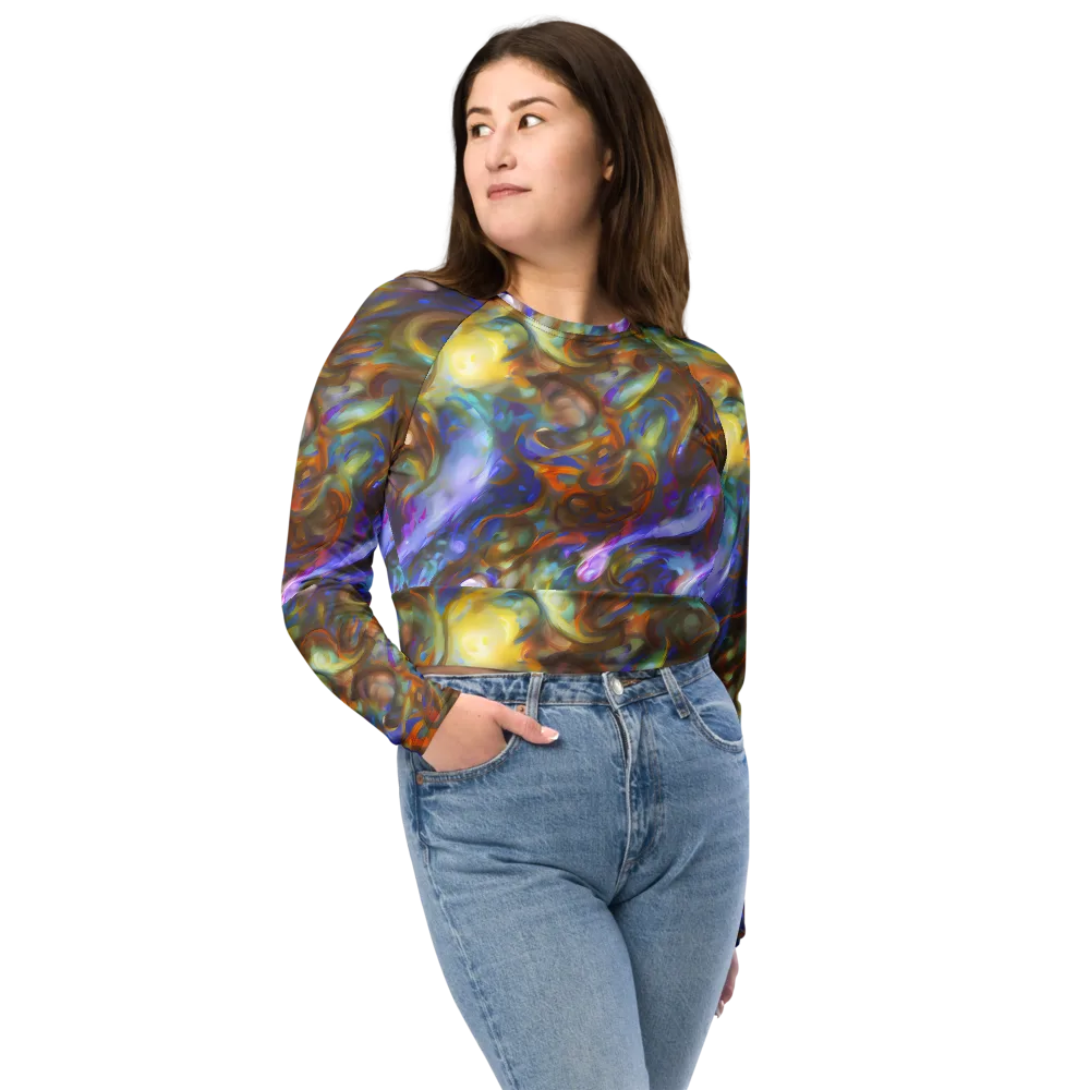 Iridescent Rapture on Long Sleeve Crop Top — Front