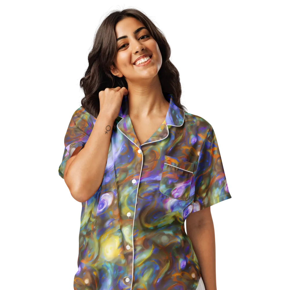 Iridescent Rapture on Women's Short Sleeve Pajama Top — Front