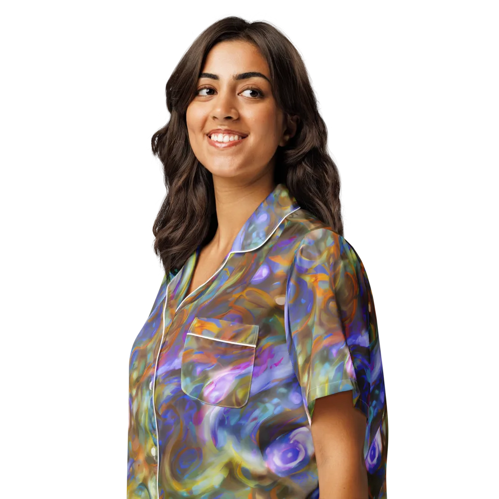 Iridescent Rapture on Women's Short Sleeve Pajama Top — Left Front