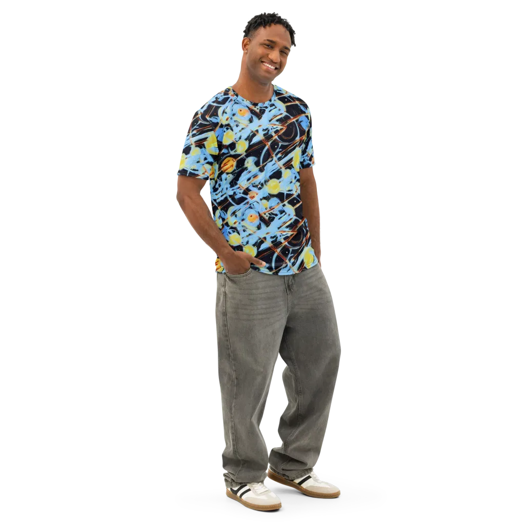 Nova Mosaic on Men's Cotton Crew Neck T-Shirt — Right Front