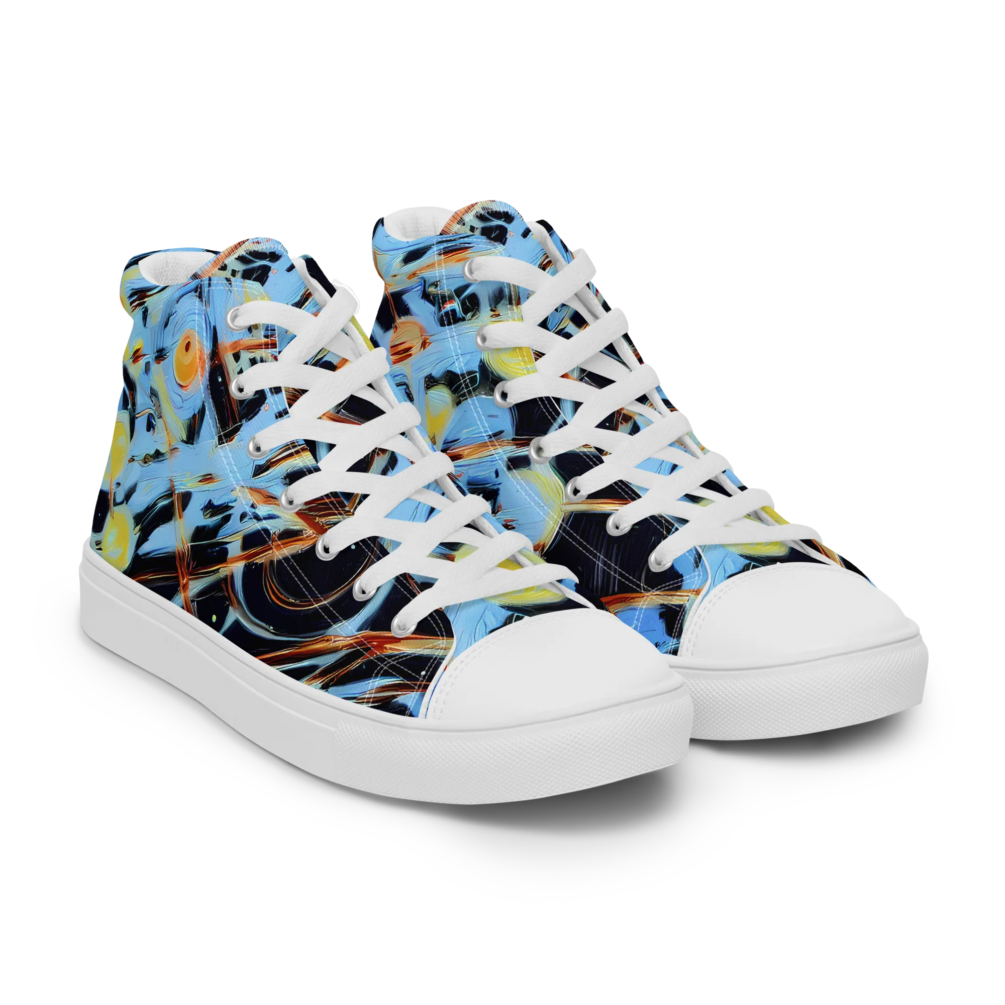 Nova Mosaic on Men's High Top Canvas Shoes — Right Front
