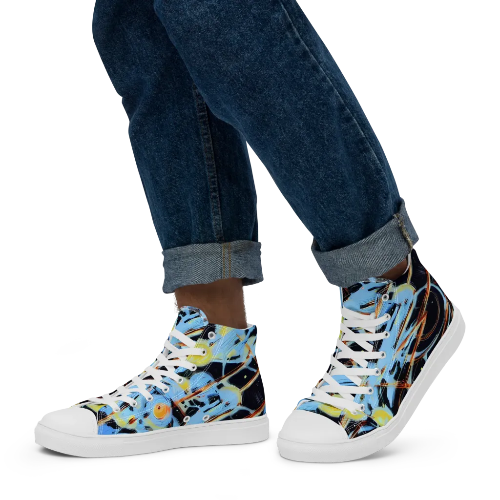 Nova Mosaic on Men's High Top Canvas Shoes — Left