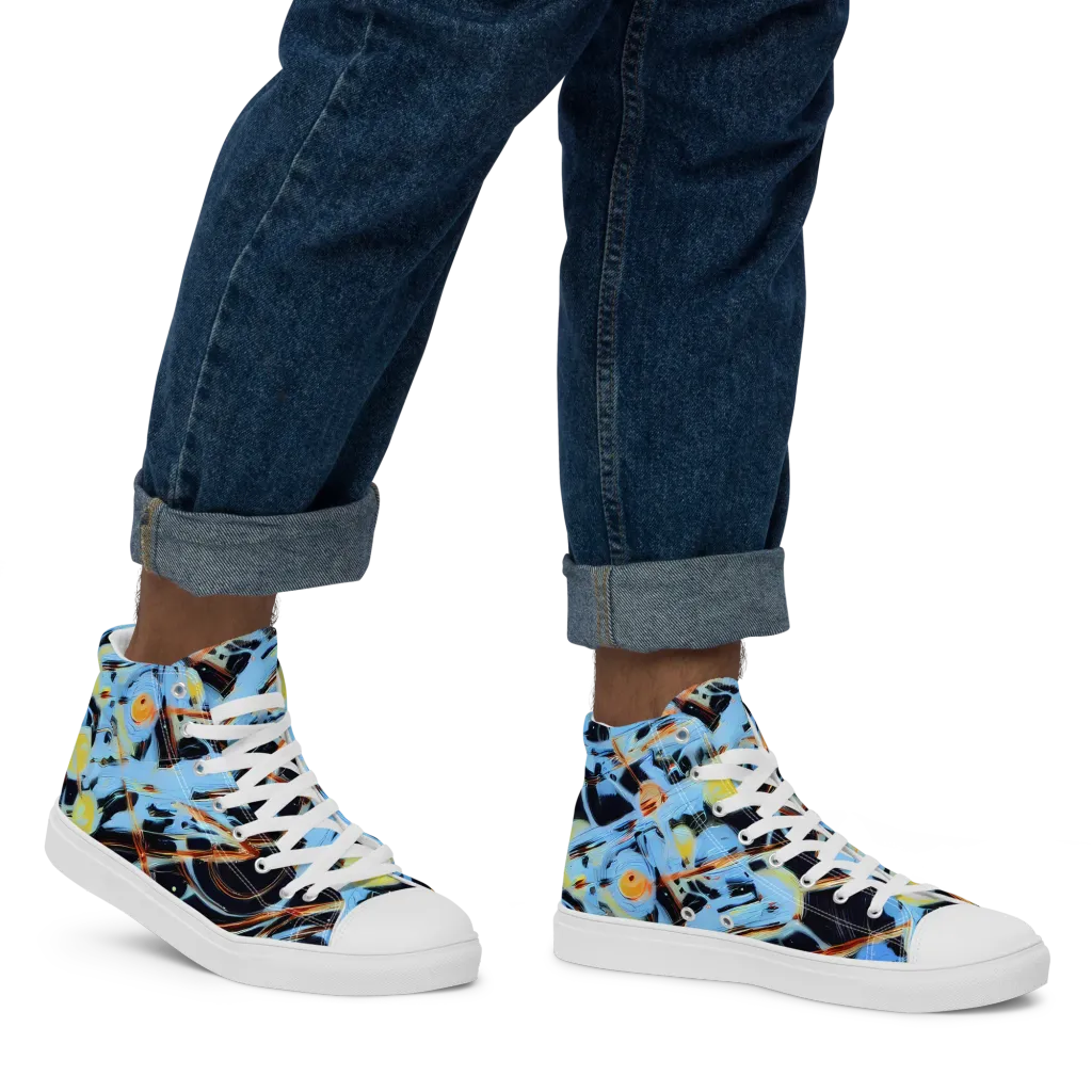 Nova Mosaic on Men's High Top Canvas Shoes — Right