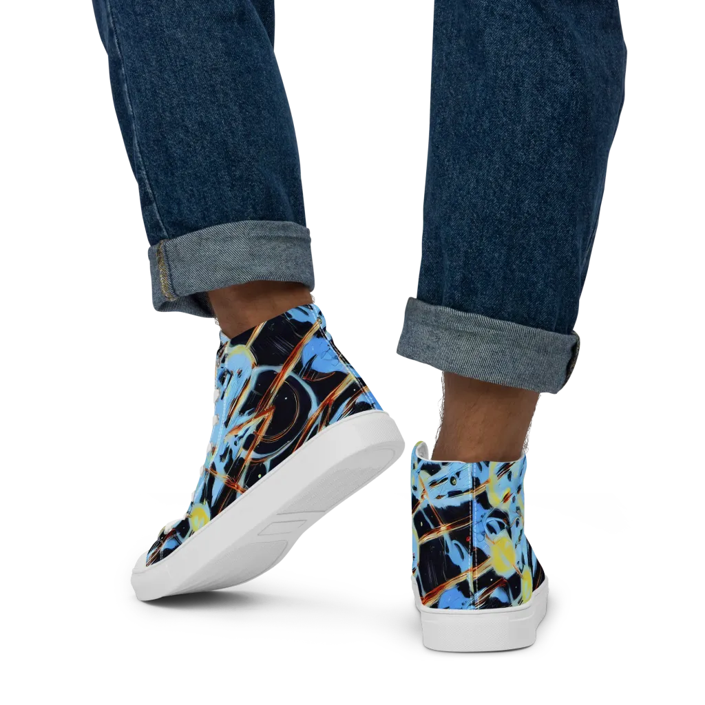 Nova Mosaic on Men's High Top Canvas Shoes — Back