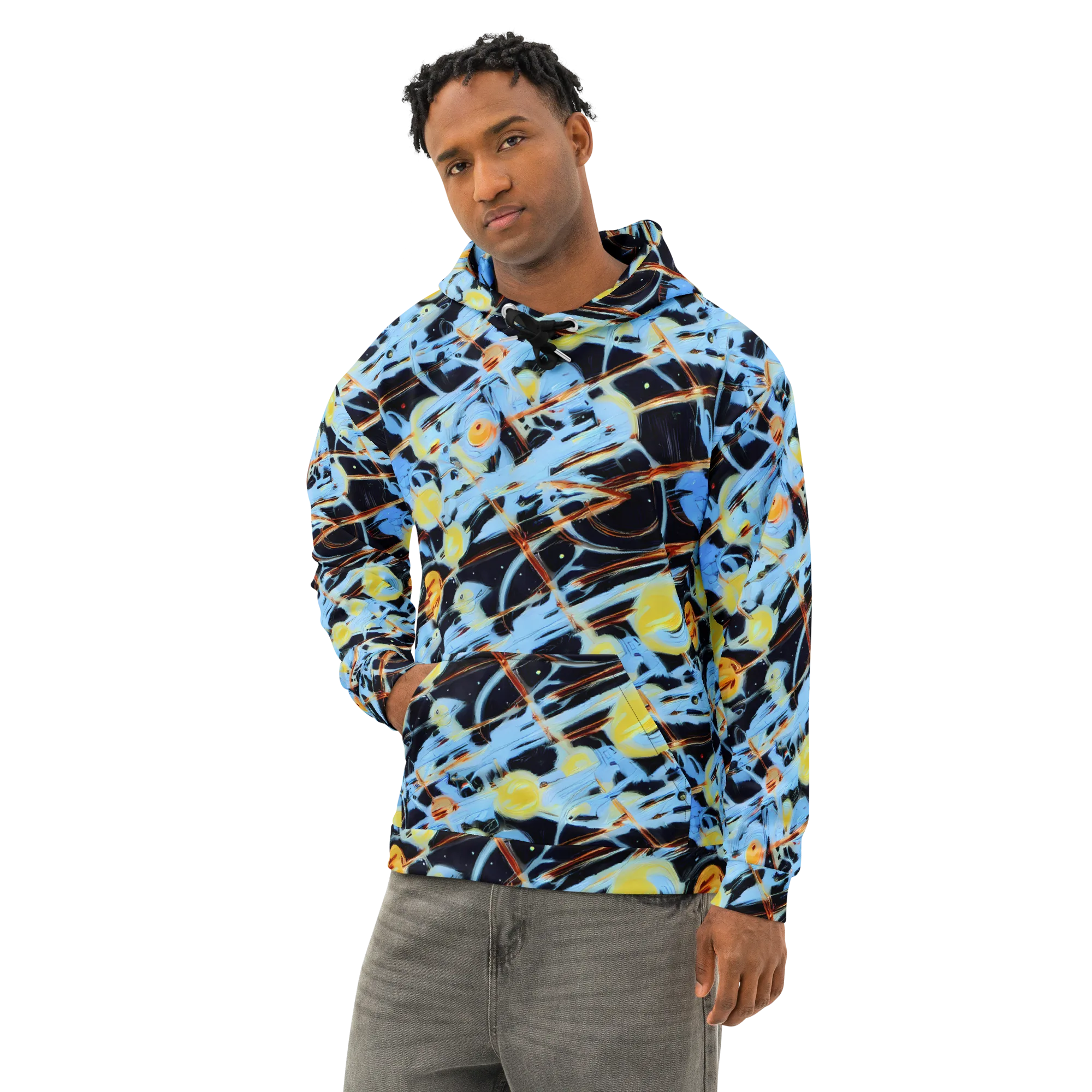 Nova Mosaic on Cotton Hoodie — Left Front