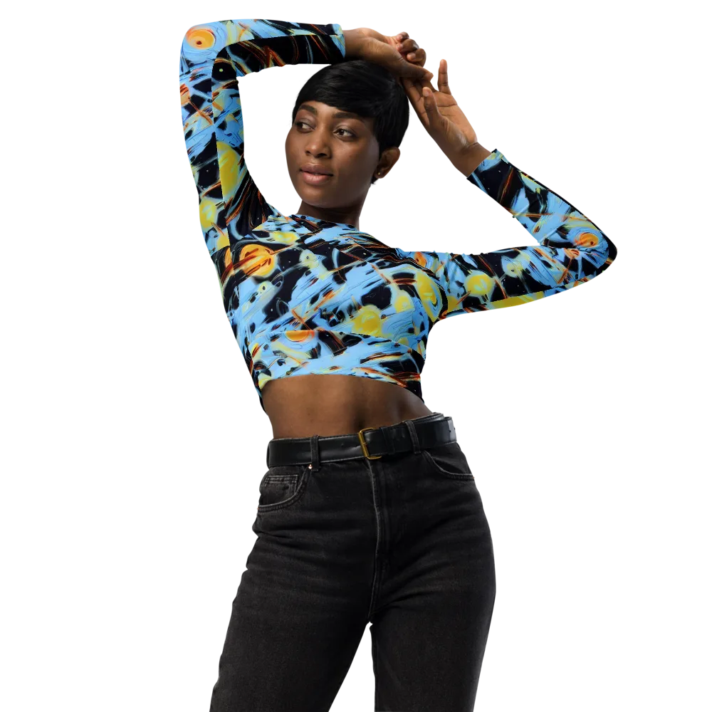 Nova Mosaic on Long Sleeve Crop Top — Front