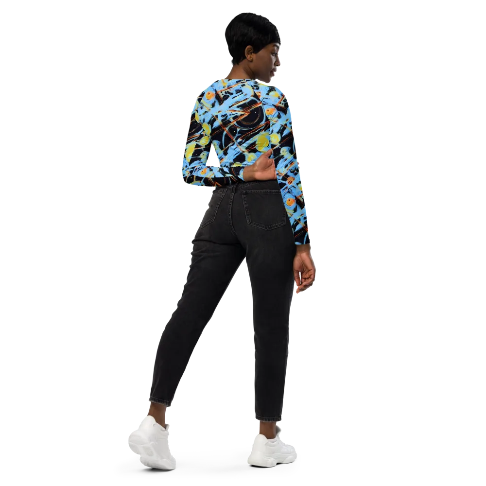 Nova Mosaic on Long Sleeve Crop Top — Right Back