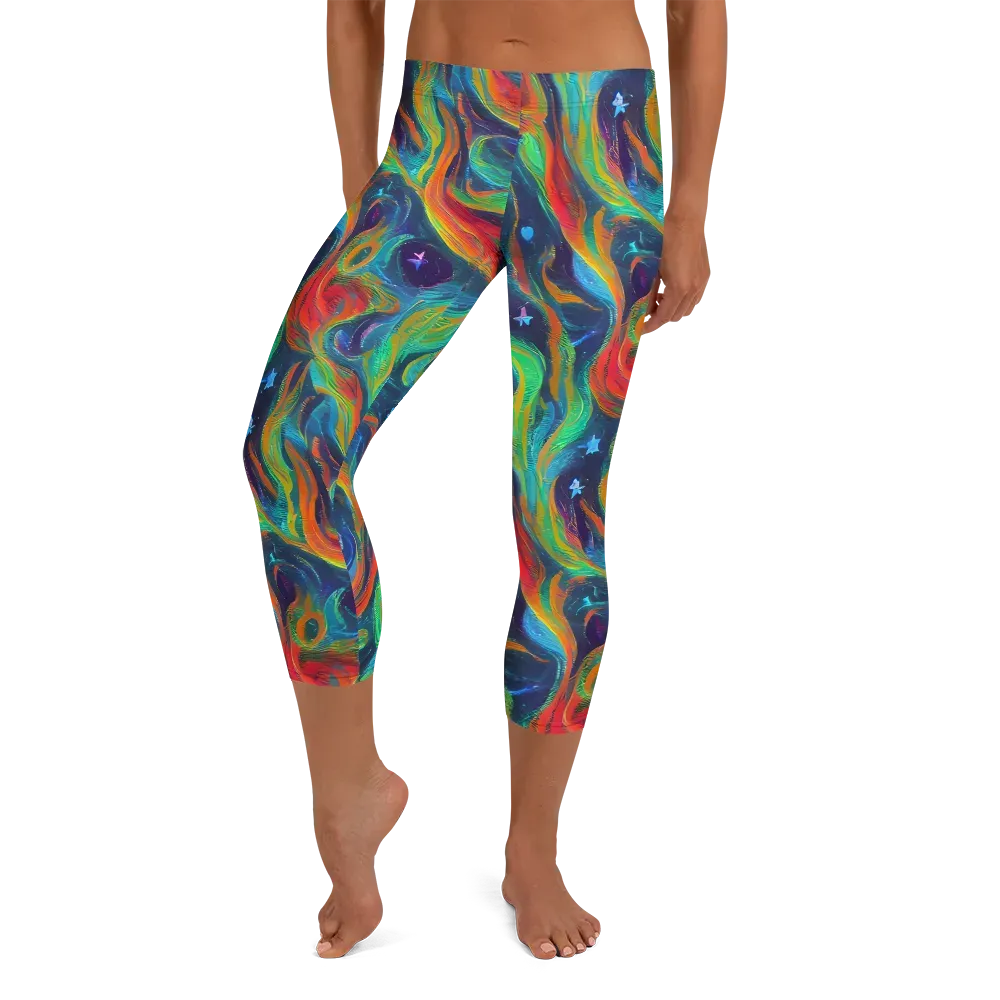 Firewater Swirl on Capri Leggings — Front