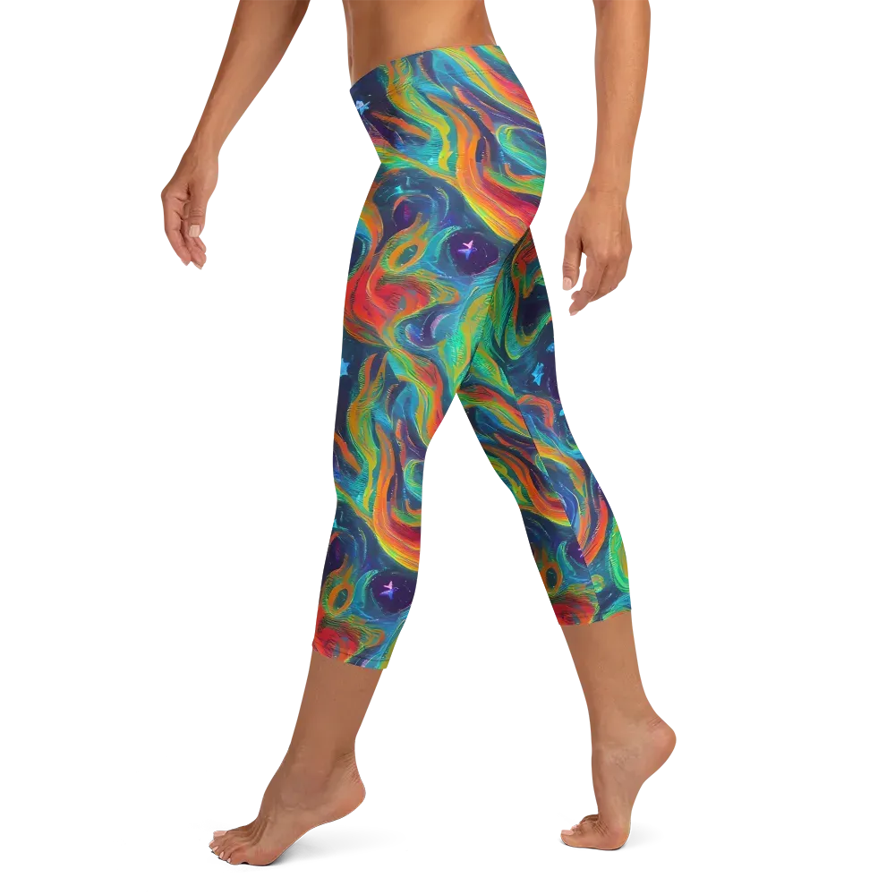 Firewater Swirl on Capri Leggings — Left